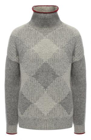 Кашемировый пуловер с высоким воротником Loro Piana. Цвет: серый