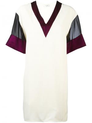 Платье-футболка с сетчатыми рукавами Lanvin. Цвет: телесный
