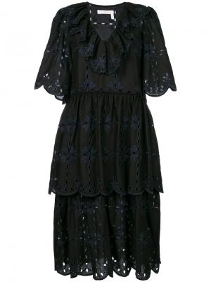 Платье миди с вышивкой See By Chloé. Цвет: чёрный