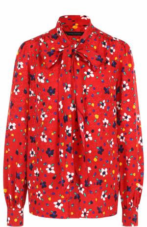 Шелковая блуза с принтом и воротником аскот Marc Jacobs. Цвет: красный