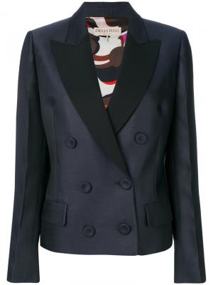 Двубортный пиджак Emilio Pucci. Цвет: синий