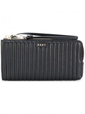 Стеганый кошелек в полоску DKNY. Цвет: чёрный