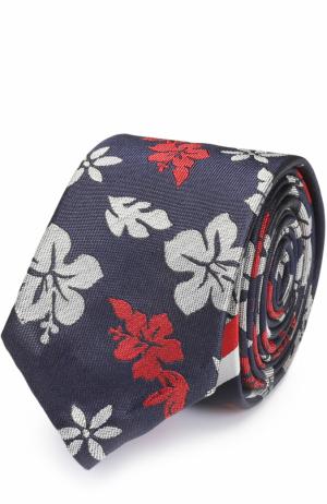 Шелковый галстук с цветочным принтом Thom Browne. Цвет: синий