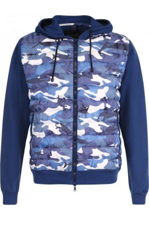 Хлопковая куртка на молнии с утепленной вставкой Paul&Shark. Цвет: синий