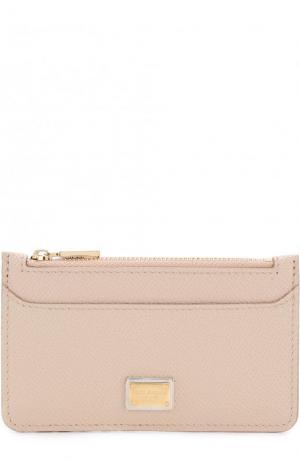 Кожаный футляр для кредитных карт с отделением на молнии Dolce & Gabbana. Цвет: светло-бежевый