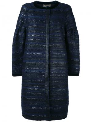 Твидовое пальто Alberta Ferretti. Цвет: синий