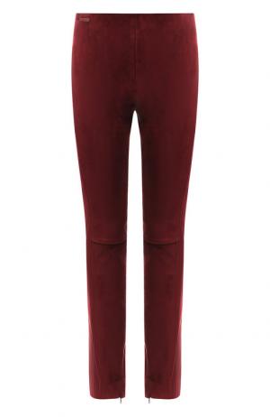 Замшевые брюки-скинни Polo Ralph Lauren. Цвет: бордовый