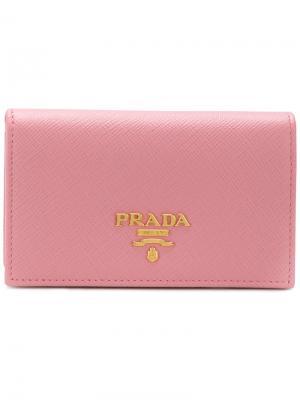 Складная визитница Prada. Цвет: розовый и фиолетовый