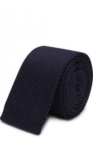 Шелковый вязаный галстук BOSS. Цвет: темно-синий