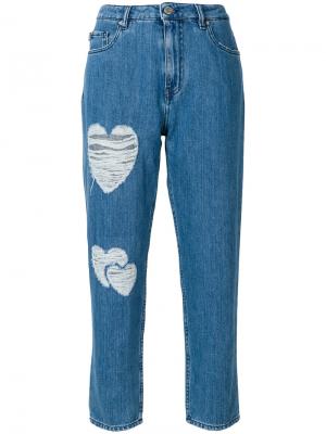Heart patch straight jeans Love Moschino. Цвет: синий