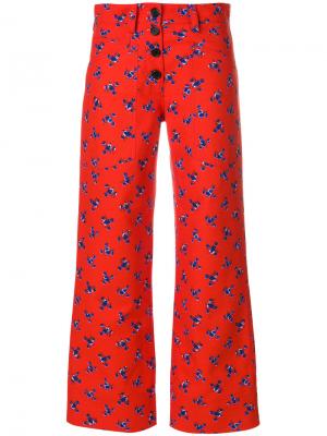 Укороченные брюки с цветочным рисунком Kenzo. Цвет: красный