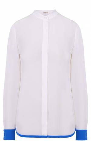 Шелковая блуза прямого кроя с контрастной отделкой Emilio Pucci. Цвет: белый