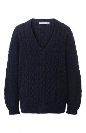 Вязаный пуловер с V-образным вырезом Vince. Цвет: темно-синий