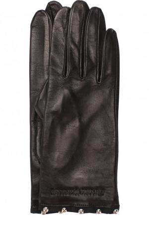 Кожаный перчатки Emporio Armani. Цвет: черный
