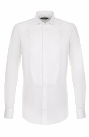 Хлопковая сорочка под смокинг с воротником бабочка Dolce & Gabbana. Цвет: белый