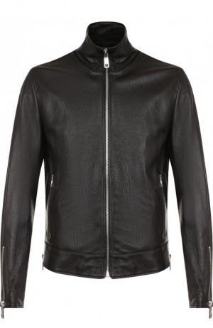 Кожаная куртка на молнии с воротником-стойкой Dolce & Gabbana. Цвет: черный