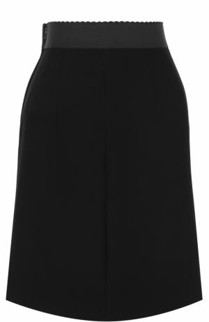 Шерстяная мини-юбка с эластичным поясом Dolce & Gabbana. Цвет: черный