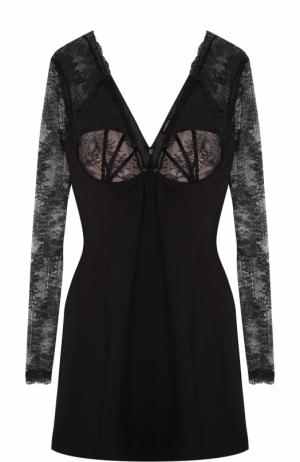 Приталенное мини-платье с кружевным лифом La Perla. Цвет: черный