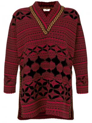 Свободный свитер с фигурной отделкой Fendi. Цвет: красный