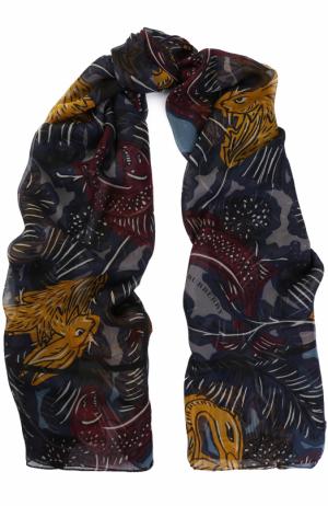 Шелковый шарф с принтом Beasts Burberry. Цвет: голубой