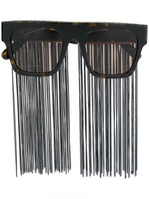 Солнцезащитные очки с бахромой Stella Mccartney Eyewear. Цвет: коричневый