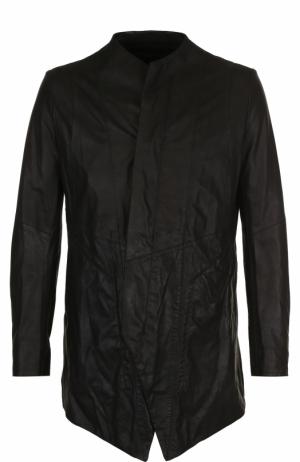 Удлиненная кожаная куртка с эффектом крэш Julius. Цвет: черный