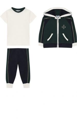 Комплект из брюк с кардиганом и футболкой Aletta. Цвет: темно-зеленый