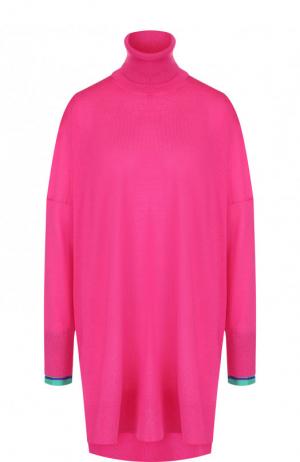 Удлиненный шерстяной пуловер свободного кроя с воротником-стойкой Emilio Pucci. Цвет: фуксия