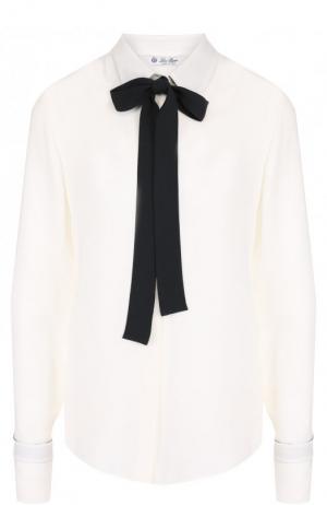 Шелковая блуза с контрастным бантом Loro Piana. Цвет: черно-белый