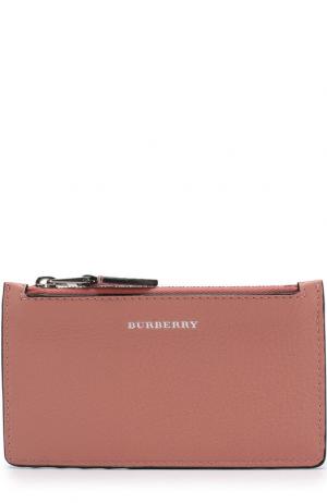 Кожаный чехол для кредитных карт с отделением на молнии Burberry. Цвет: розовый