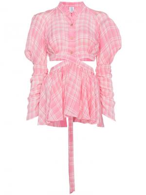 Рубашка с запахом и баской Rosie Assoulin. Цвет: розовый и фиолетовый