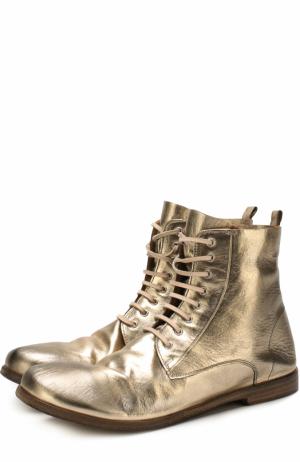 Ботинки из металлизированной кожи Marsell. Цвет: золотой