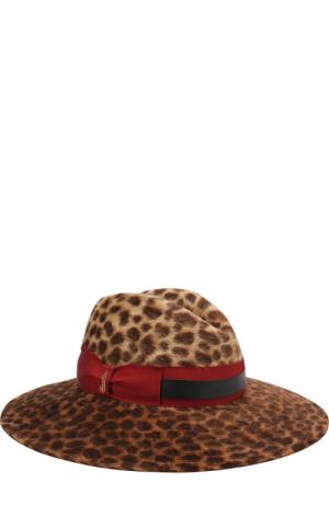 Фетровая шляпа с леопардовым принтом и лентой Borsalino. Цвет: бежевый