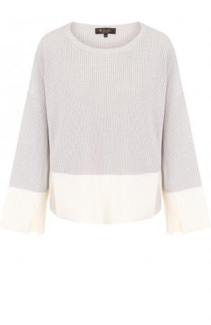 Кашемировый пуловер свободного кроя с круглым вырезом Loro Piana. Цвет: серый