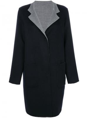 Пальто с контрастными лацканами Manzoni 24. Цвет: синий
