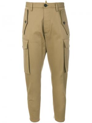 Укороченные брюки-карго Dsquared2. Цвет: коричневый