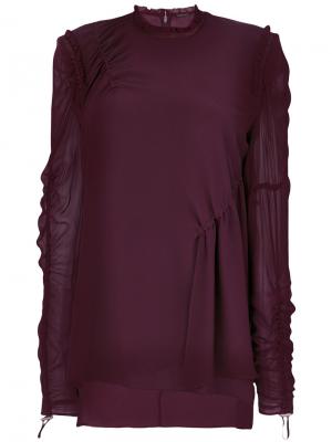 Блузка со сборкой и шнурком Versace. Цвет: розовый и фиолетовый