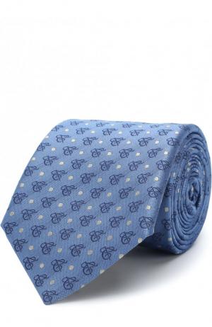Шелковый галстук с узором Canali. Цвет: голубой