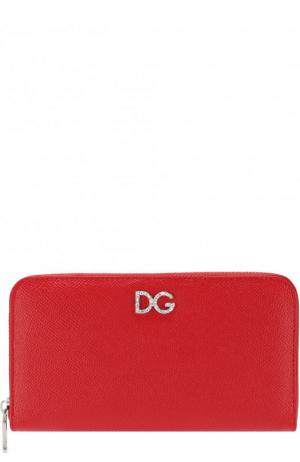 Кожаный кошелек на молнии Dolce & Gabbana. Цвет: красный