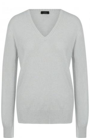 Однотонный кашемировый пуловер с V-образным вырезом Joseph. Цвет: голубой