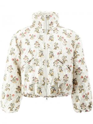 Укороченная куртка с цветочным принтом Edward Crutchley. Цвет: белый