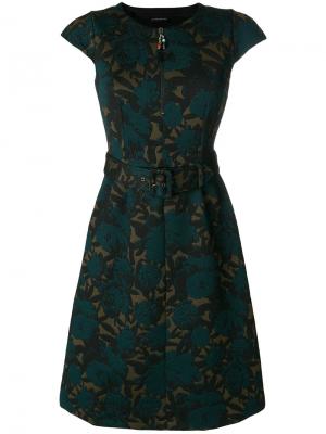 Платье миди с жаккардовым цветочным узором Etro. Цвет: зелёный