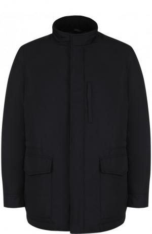Утепленная куртка на молнии с воротником-стойкой Brioni. Цвет: темно-синий