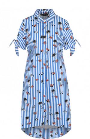 Хлопковое платье-рубашка с принтом Pietro Brunelli. Цвет: разноцветный