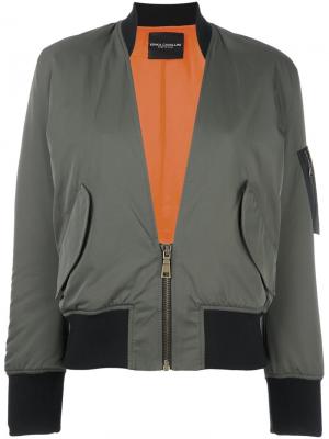 Куртка бомбер с V-образным вырезом Erika Cavallini. Цвет: зелёный