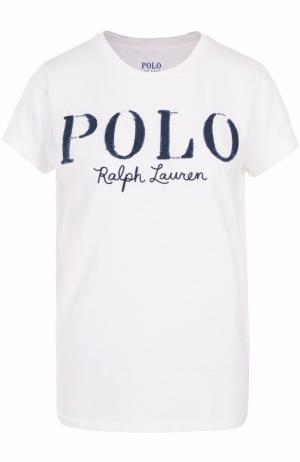 Хлопковая футболка прямого кроя Polo Ralph Lauren. Цвет: белый