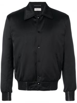 Куртка-бомбер с принтом Saint Laurent. Цвет: чёрный