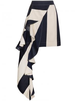 Асимметричная мини-юбка с драпированной деталью Calvin Klein 205W39nyc. Цвет: синий