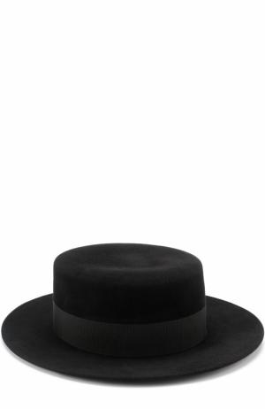 Фетровая шляпа с лентой Maison Michel. Цвет: черный