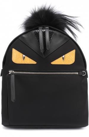 Рюкзак Bag Bugs с отделкой из меха и комбинированной кожи Fendi. Цвет: черный